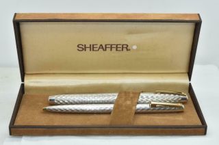 Vintage Sheaffer Imperial 834 Fountain & Ballpoint Pen Set Marquetry Design
