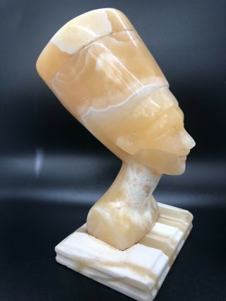 Vintage Large 8 " Tall Egyptian Pharaoh Nefertiti Onyx Bust Figure