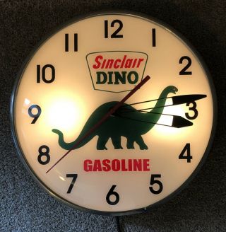 Vintage 50’s Pam Clock Adv Sinclair Gas Oil Service Station Display Lighted Sign