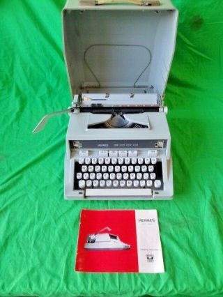 Hermes 3000 Vintage Portable Typewriter W/carrying Case Shape Estate As - Is