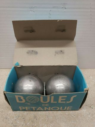 Vintage Metal Boules De Petanque,  In Origional Box,  Bocce Balls