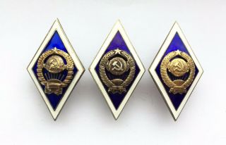 100 Soviet Rhomb Badges University Ussr (3 Silver Types)
