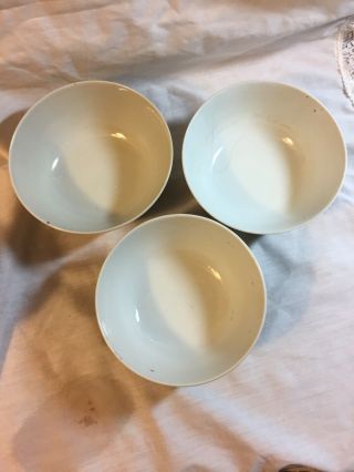 Vintage Made in China Asian Style Decorative Rice Bowls Yellow Blue Set Of 3 3