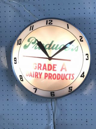 Vintage Producers Dairy Double Bubble Clock - 14” - 10059