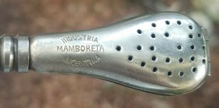 Vintage Industria Mamboreta Argentina Silver Tone Mate Tea Strainer Straw 3