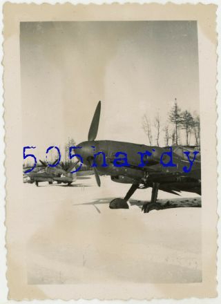 Wwii Us Gi Photo - Us Captured German Me 109 Painted Black Rothwesten Air Field