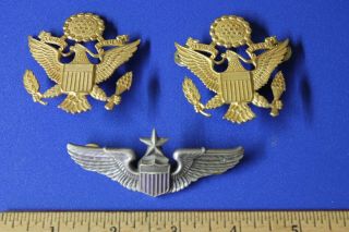 Wwii World War Ii Military Hat Cap Badge Pin Insignia Eagle Senior Pilot Wings