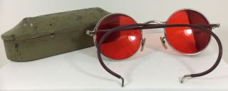 Welsh Manufacturing Ww2 Safety Glasses Aviators Vintage Red Lenses Steam Punk