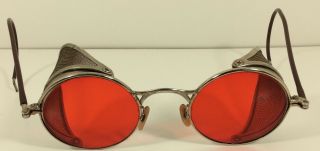 Welsh Manufacturing WW2 Safety Glasses Aviators Vintage Red Lenses Steam Punk 2