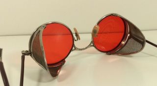 Welsh Manufacturing WW2 Safety Glasses Aviators Vintage Red Lenses Steam Punk 3