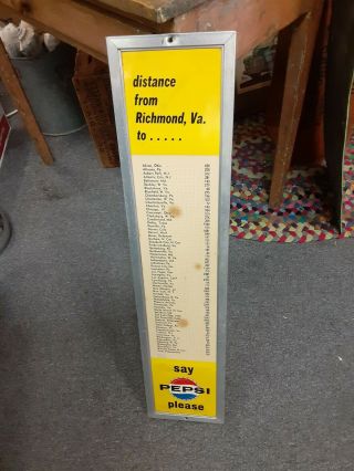 1955 Say Pepsi Please Distance From Richmond Virginia To.  Advertising Sign