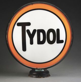 Tydol Gasoline Complete 16.  5 " Globe On Metal