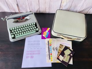 1963 Hermes Rocket Typewriter With Premium Leather & Fabric Case And Manuals