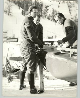 Winston S.  Churchill & Prince Michael Bobsleigh @ Saint - Moritz,  Vtg.  Press Photo