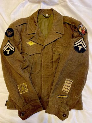 1944 Ww2 Ike Jacket / Tunic Bullion Patches 8th 9th Air Force - 36r