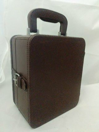 VINTAGE POTTERY BARN TRAVEL COCKTAIL BAR BROWN LEATHER CASE - 2