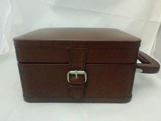 VINTAGE POTTERY BARN TRAVEL COCKTAIL BAR BROWN LEATHER CASE - 3