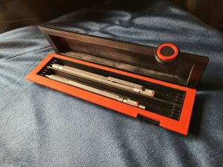 Vintage Rotring 600 Fountain Pen And Ballpoint Pen Set Chrome Ef Nib W Case (19)