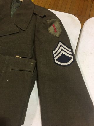 1940s Ww2 Us Army Ike Jacket Uniform,  1st Division Patch And Pants