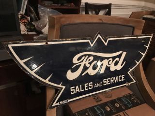 Ford Sales and Service Double Sided Porcelain Sign 2