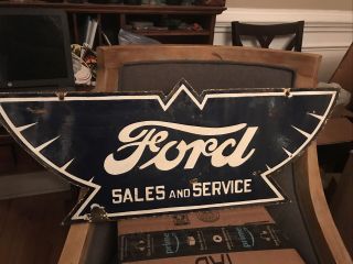 Ford Sales and Service Double Sided Porcelain Sign 6