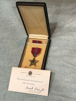 Ww2 Bronze Star Medal W/ Box Named John P Klaus
