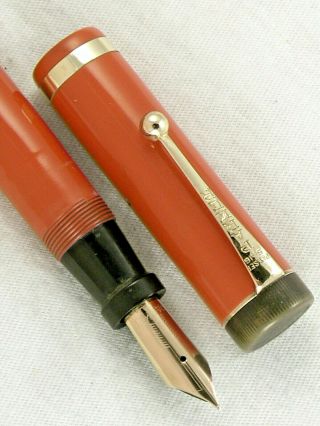 Vintage 1920s Parker Lucky Curve Duofold Sr.  " Big Red " Fountain Pen Restored