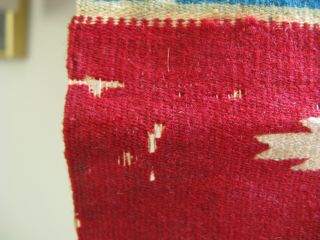 Vtg Mexican Saltillo Serape Wool Dresser Scarf Fine Weave Fringe 9 1/2 