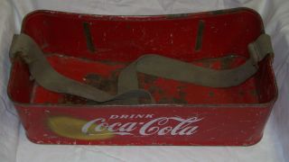 Vintage Stadium Vendor Coca Cola Red Metal Carrier With Opener And Strap