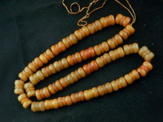 27 Inches Chinese Old Jade Hand Carved Beads Prayer Necklace