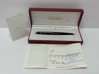 Cartier Diabolo Black Platinum Finish St180010 Oversize Ballpoint Box Papers