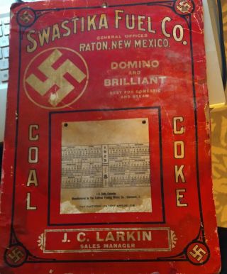 Vintage Swastika Fuel Co.  Wall Calender 1923