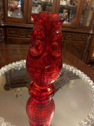 Vintage Viking Ruby Red Owl Fairy Lamp Rare Mcm Mid Century Modern