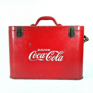 Vintage 1940s 1950s Coca Cola Red Airline Bottle Cooler Carrier W/ Bottle Opener
