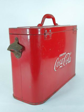 VINTAGE 1940s 1950s COCA COLA Red Airline Bottle Cooler Carrier w/ Bottle Opener 2