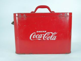 VINTAGE 1940s 1950s COCA COLA Red Airline Bottle Cooler Carrier w/ Bottle Opener 4
