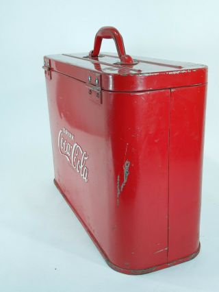 VINTAGE 1940s 1950s COCA COLA Red Airline Bottle Cooler Carrier w/ Bottle Opener 5