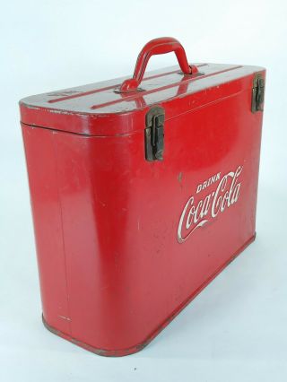 VINTAGE 1940s 1950s COCA COLA Red Airline Bottle Cooler Carrier w/ Bottle Opener 6