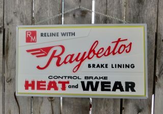 N.  O.  S.  Vintage Raybestos Brake Dealership Light Up Sign - Double Sided
