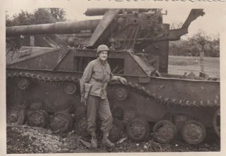 Wwii Cic Snapshot Photo Named Captured German Hummel 150mm Sp Tank 71