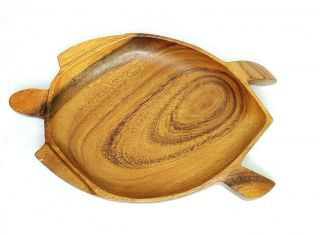 Kamani Wood Carved Sea Turtle Bowl Philippines 9x13 " Vintage Serving Tray