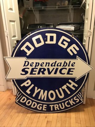 Large Double Sided Dodge Truck Porcelain Sign