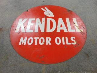 24 " Old Vintage Kendall Motor Oils Sign Double Sided Enamel Sign