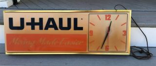 U - Haul Vintage Dealer Sign - Lighted With Clock