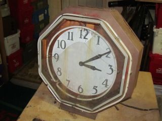 Vintage 21 " Octagon Advertising Double Tube Neon Clock,  Rough,  Rusty Barn Find,