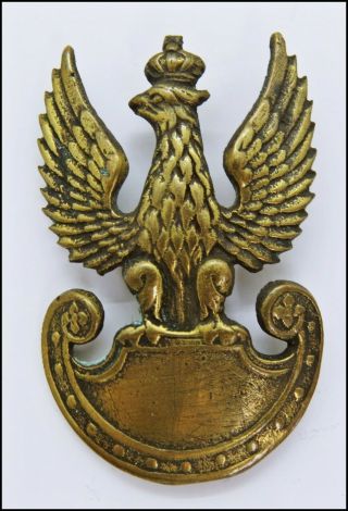 53x33 Pre - Ww2 Scarce Metal Polish Eagle Cap Badge Emblem Poland Army Orzel Polsk
