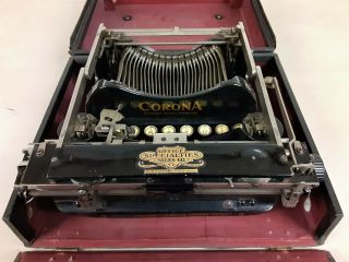 Vintage PATENTED 1910 Corona No.  3 Folding Typewriter in Case 3