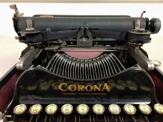 Vintage PATENTED 1910 Corona No.  3 Folding Typewriter in Case 6