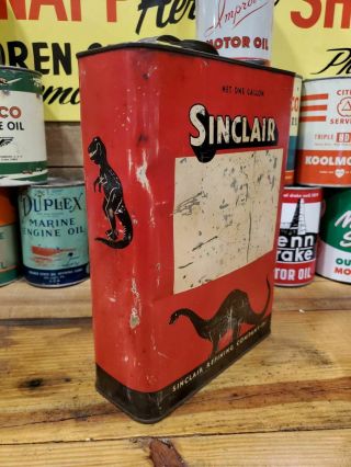 Vintage Sinclair Black Dino Motor Oil Can Metal 1 Gallon Slim Early