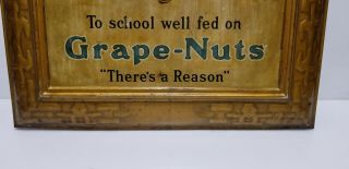 Vintage Grape Nuts Sign Tin Self Framed 5